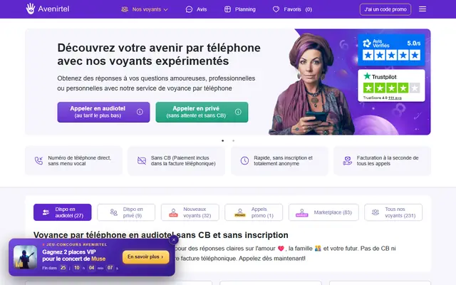 L’accueil de Avenirtel, reproduit à l’identique. La lecture qui suit ne porte que là-dessus.