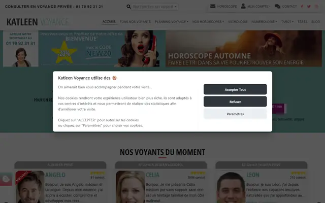 L’accueil de Katleen Voyance, reproduit à l’identique. La lecture qui suit ne porte que là-dessus.