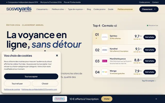 L’accueil de SOSvoyants, reproduit à l’identique. La lecture qui suit ne porte que là-dessus.